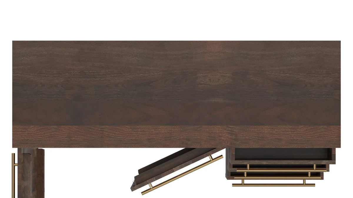 Dark Brown 3-Drawer 2-Door Wood Console Table D282