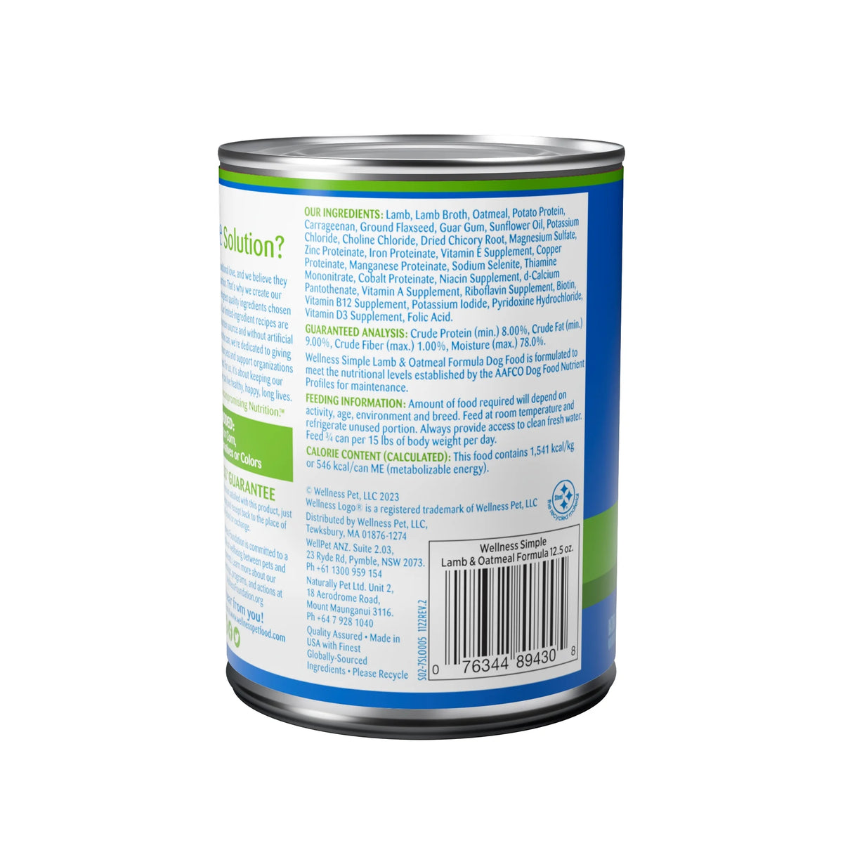 Natural Limited Ingredient Lamb & Oatmeal Wet Dog Food 12.5-Ounce Can Pack of 12 V667