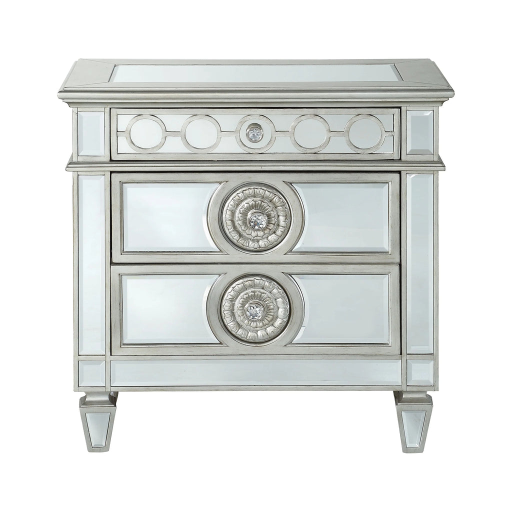 Mirrored Wood 2 Drawer Nightstand J69716