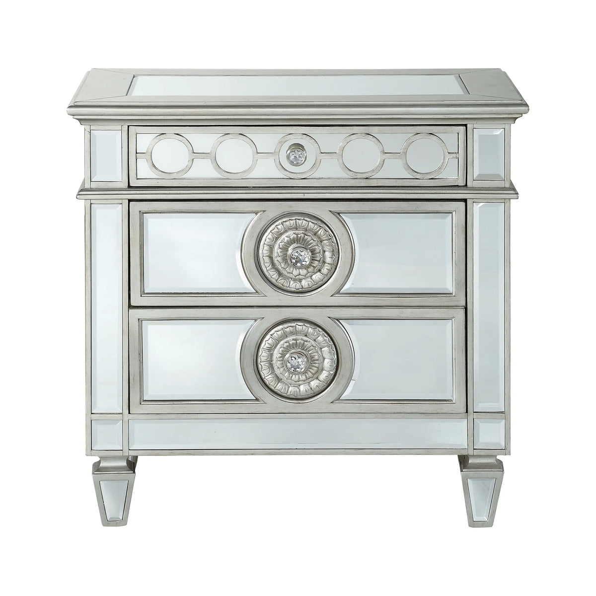 Mirrored Wood 2 Drawer Nightstand J69716