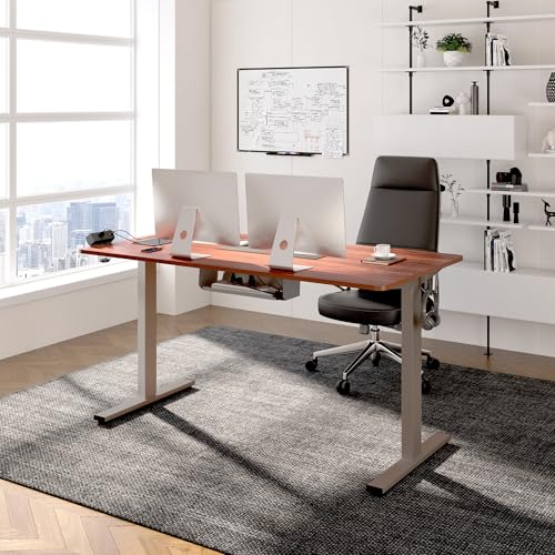 Black Electric Standing Desk with Clamp Power Strip L3736
