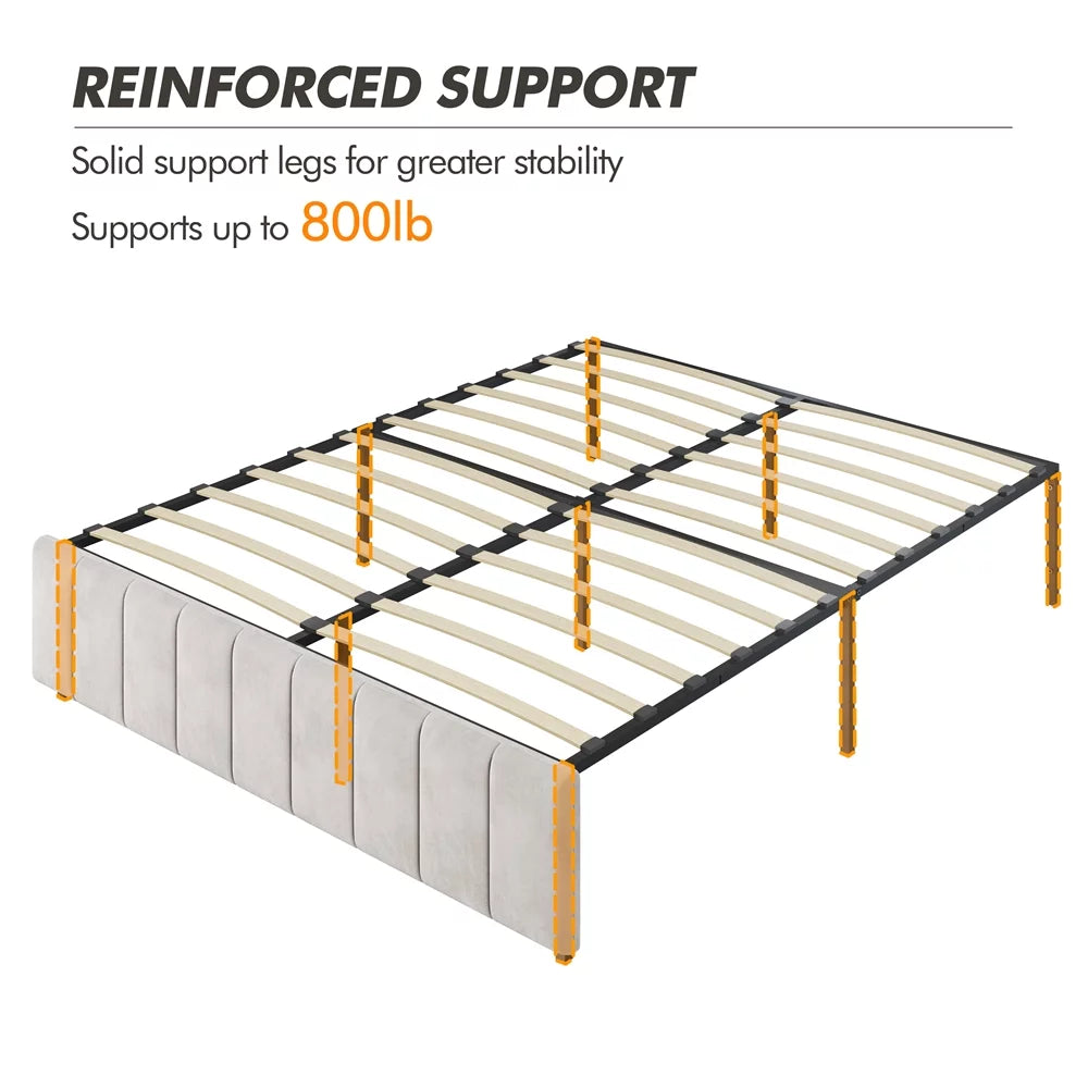 Beige Upholstered Storage Bed with 4 Drawers U333