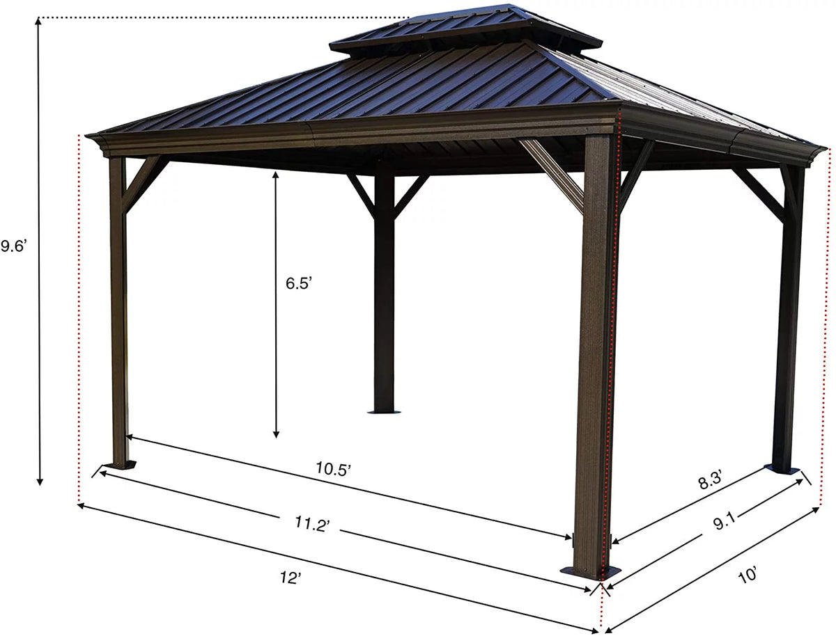 12 ft. W x 10 ft. D Aluminum Hardtop Gazebo Y97311