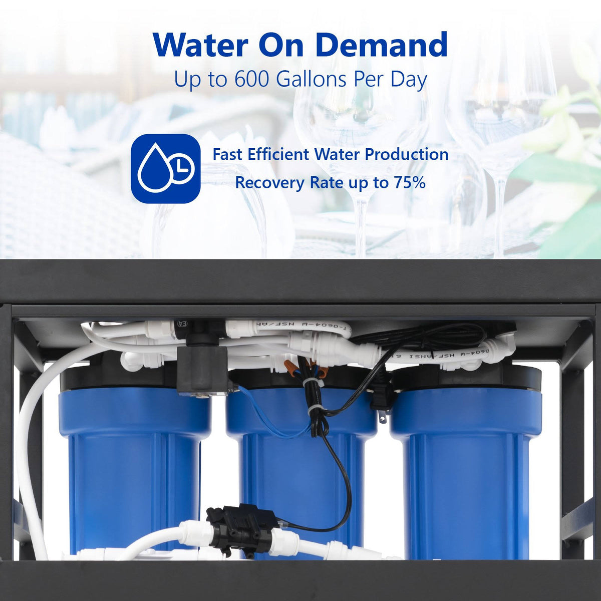 600 GPD 5 Stage Reverse Osmosis Water Filtration System H5345