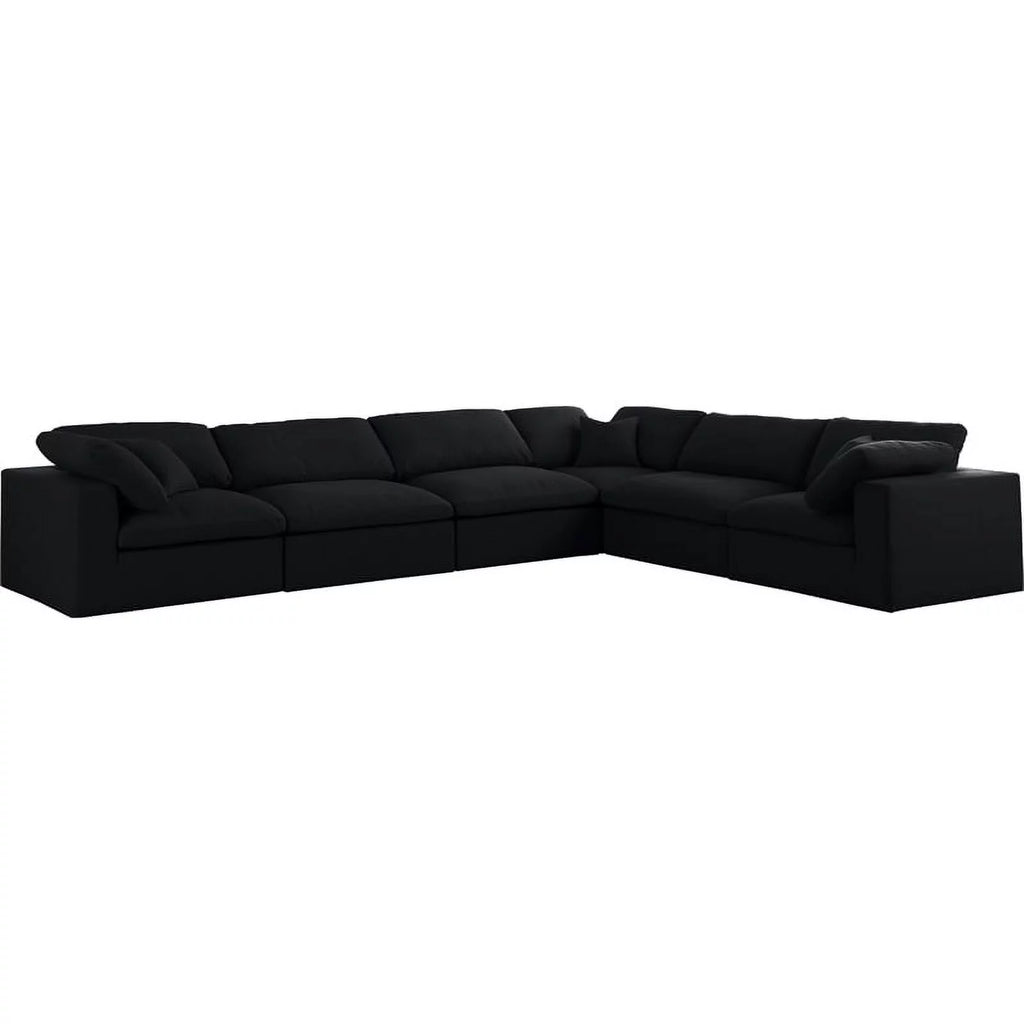 Black Linen Fabric Modular Sectional V706828