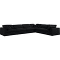 Black Linen Fabric Modular Sectional V706828