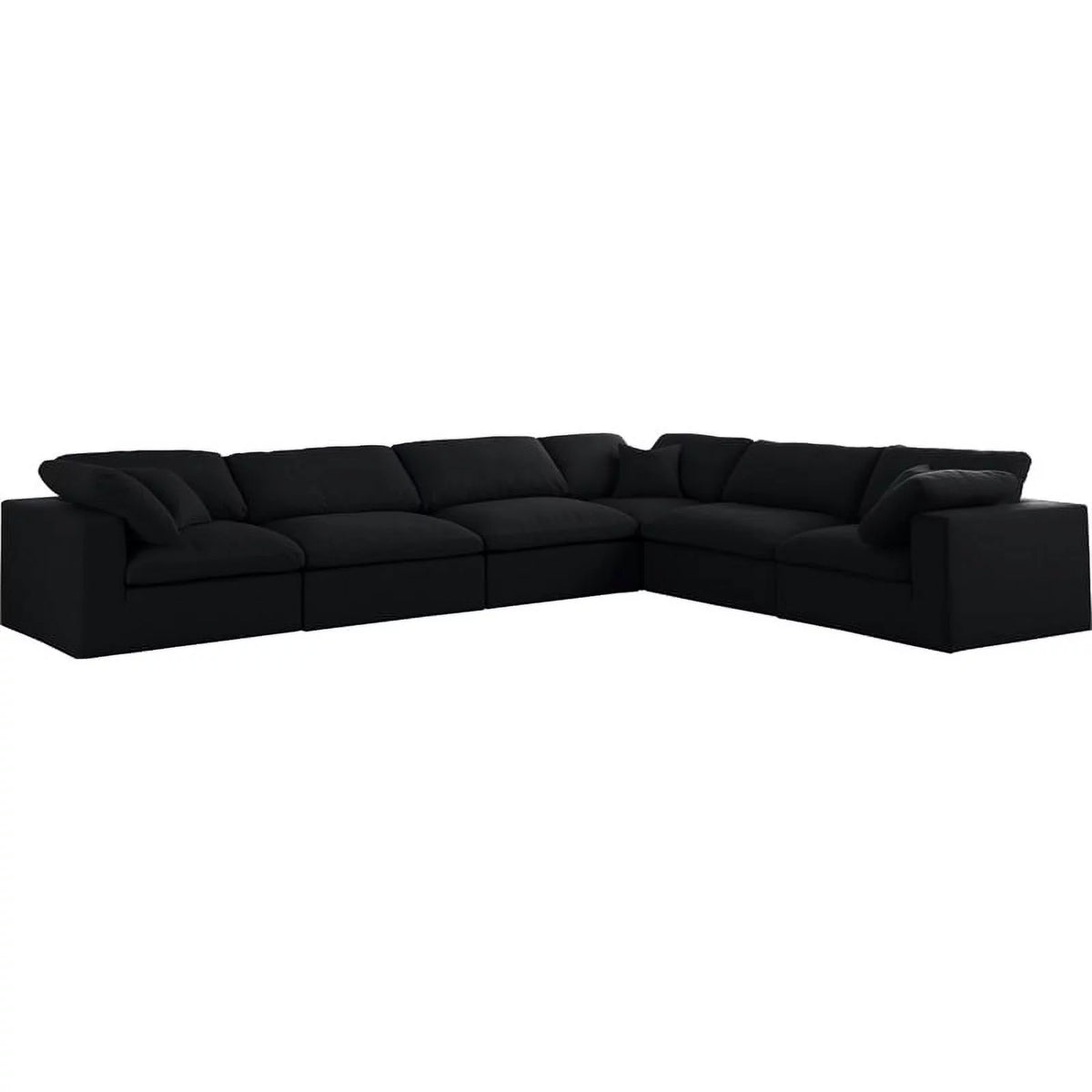 Black Linen Fabric Modular Sectional V706828