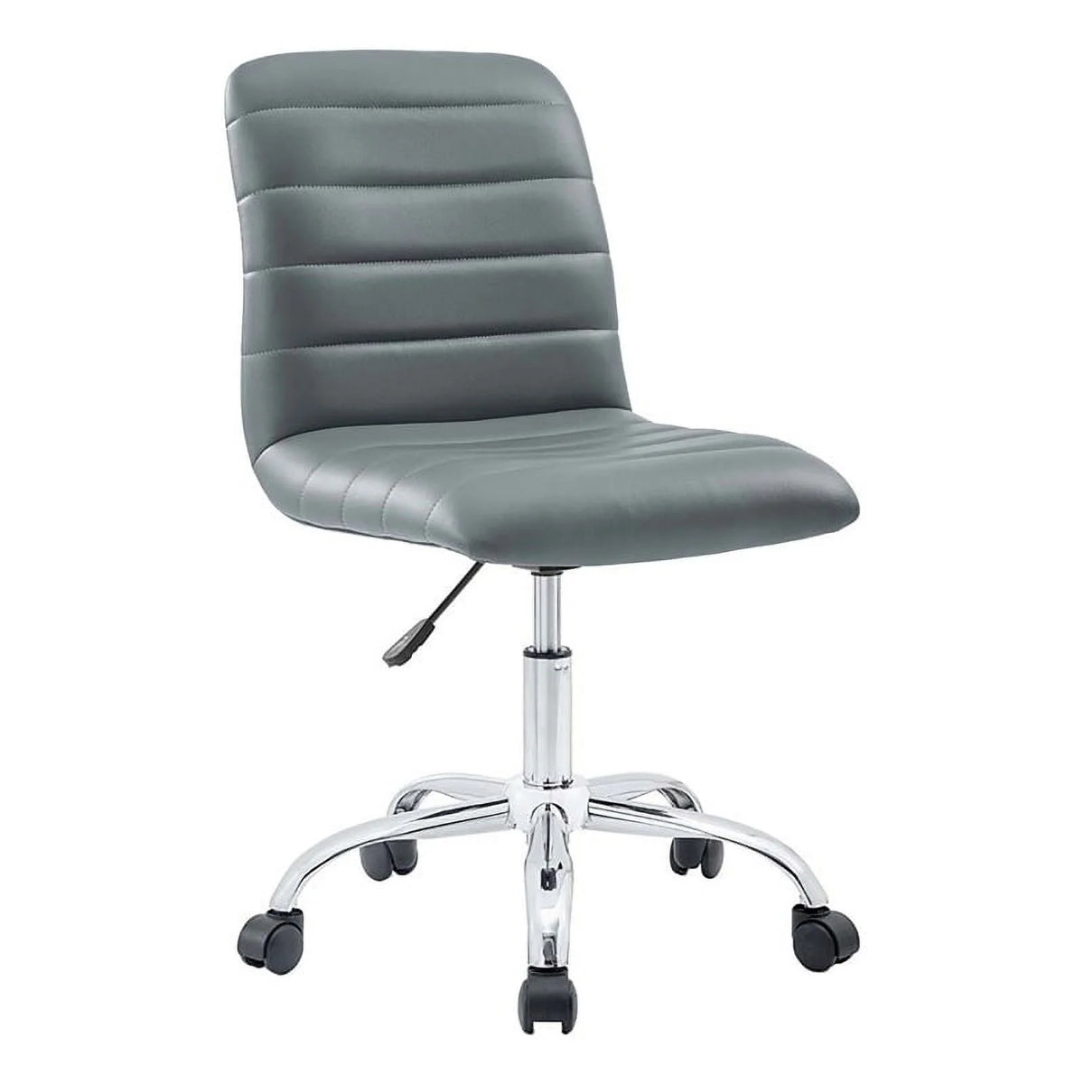 Gray Vinyl Nylon Mid-Back Armless Swivel Office Chair T2051