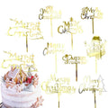 9 Pcs Gold Acrylic Christmas Cake Topper S762