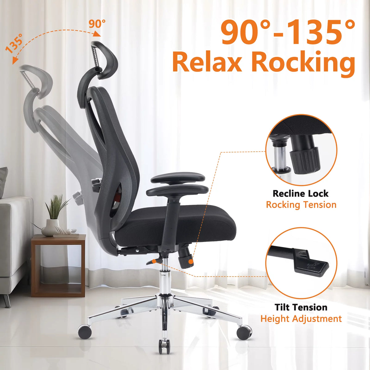 Ergonomic Office Chair with Adjustable Headrest and Lumbar Support H47230