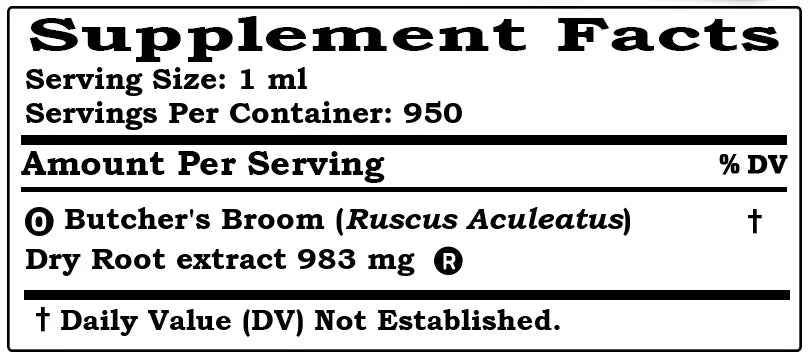 Butcher's Broom Dry Root Liquid Extract 32 Fl.Oz V740487