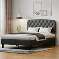 Dark Gray Full Size Adjustable Headboard with Linen Upholstery D2371