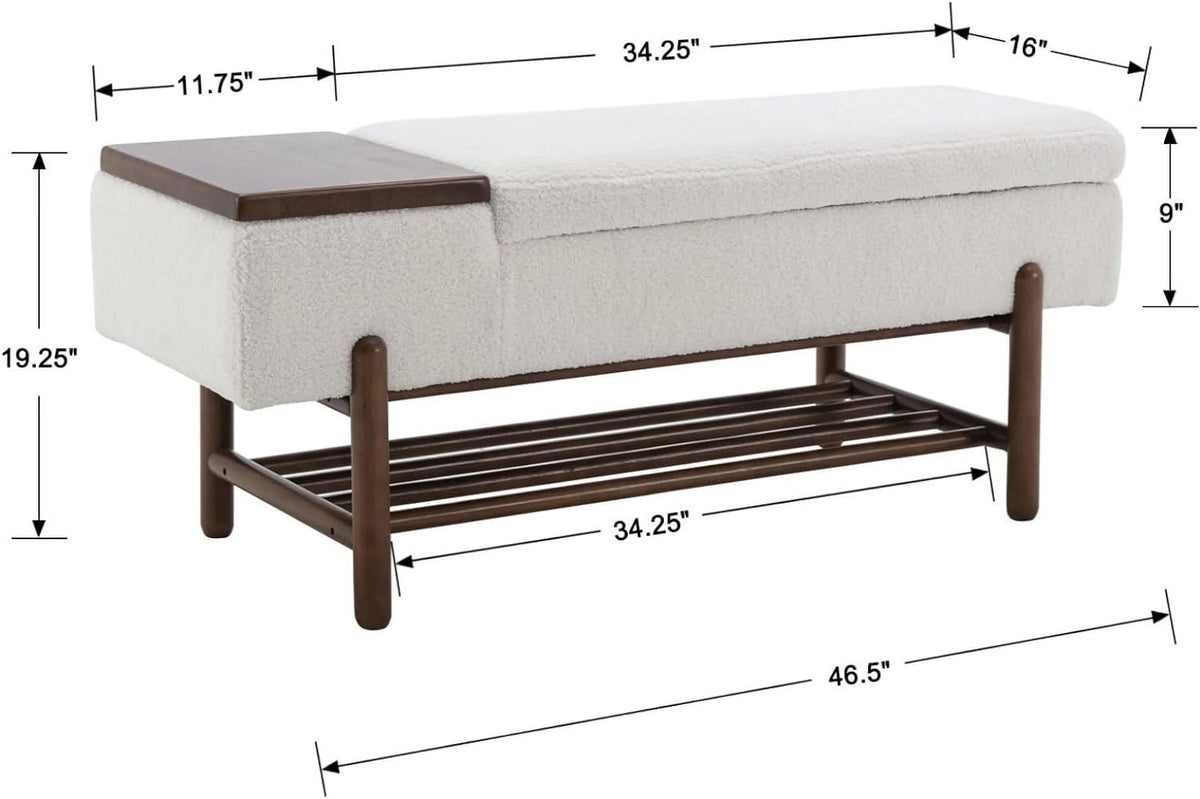 Black Leather Storage Bench with Shoe Rack F4308
