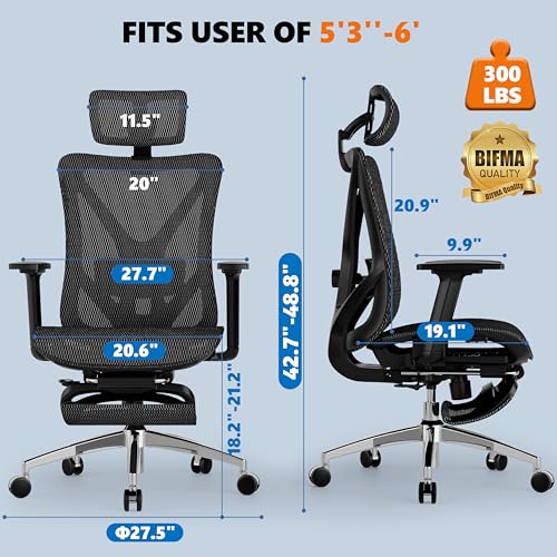Ergonomic Office Chair with Lumbar Support, Headrest, Footrest T904339