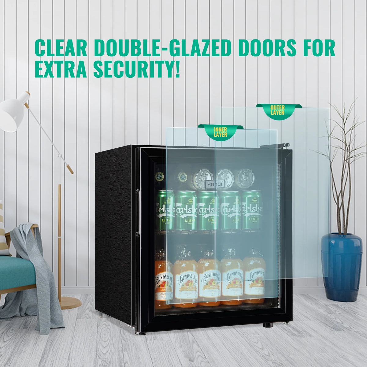 125 Can 3.5 Cu.ft Glass Door Beverage Cooler Refrigerator K44810