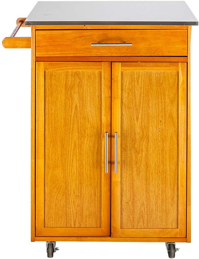 Rolling Wood Kitchen Cart with 2 Drawers and 2 Shelves O398