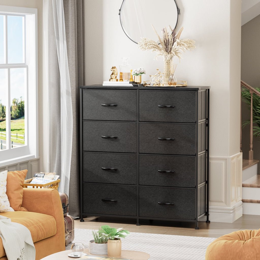 5 Drawer Fabric Dresser with Wood Top V822