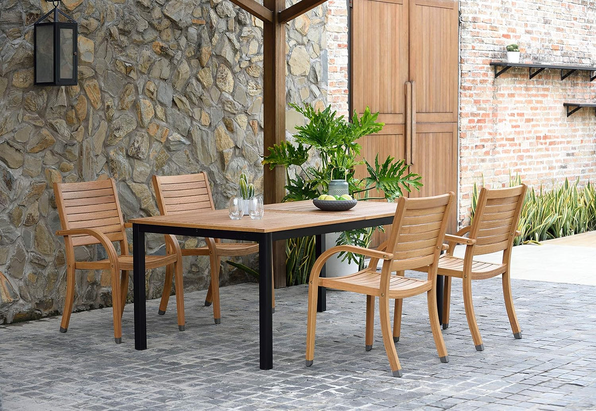 5 Piece Round Eucalyptus Patio Dining Set U9112