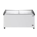White Curved Glass Top Chest Freezer with 7 Wire Baskets B649