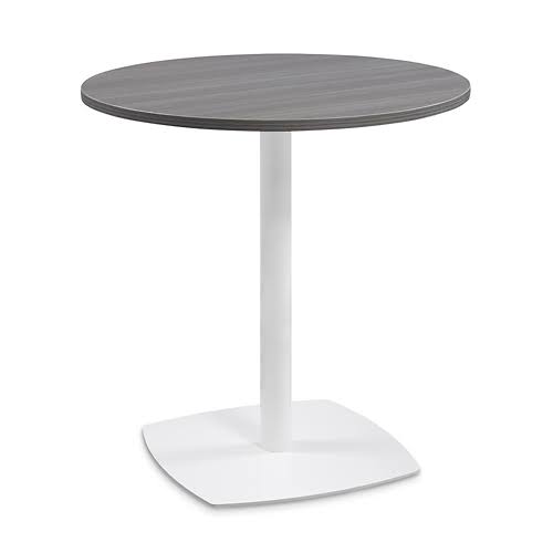 Round Café Table 36x22 Diameter Gray Table Top White Base I843039