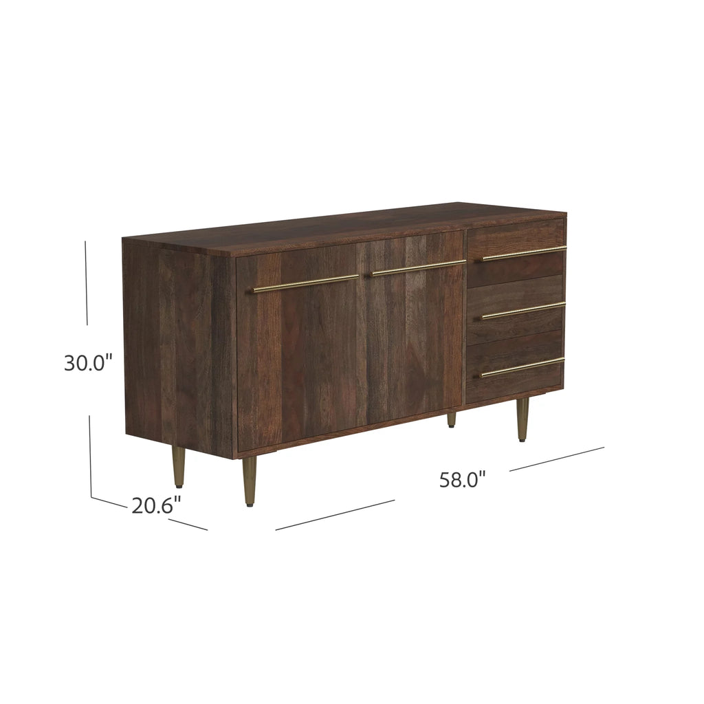 Dark Brown 3-Drawer 2-Door Wood Console Table D282