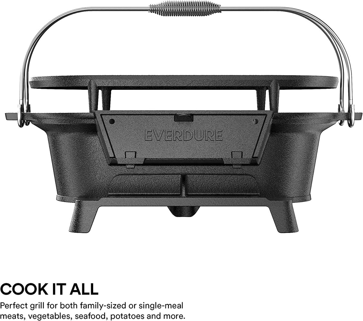 Cast Iron Portable Charcoal Grill with Cover J701
