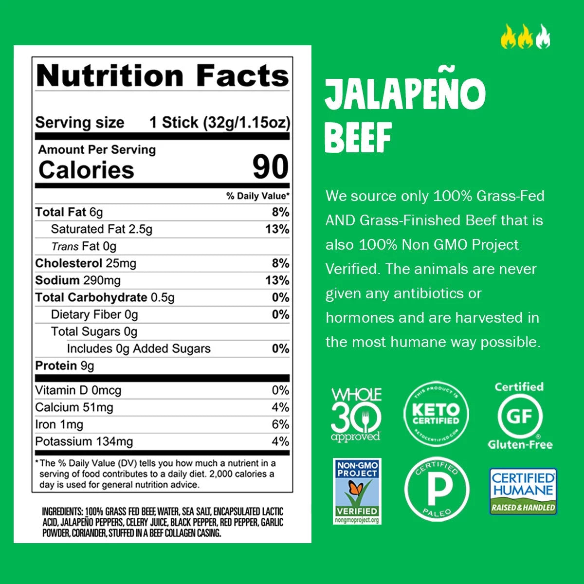 Jalapeno Beef Jerky Sticks 10ct 1.15oz F743388