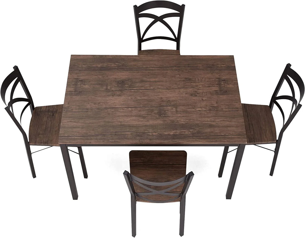 5 Piece Industrial Style Metal Frame Dining Table and Chairs Set P994401