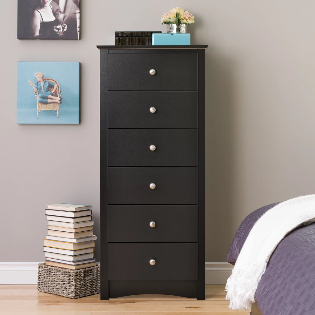 Black 6 Drawer Wooden Dresser T957224