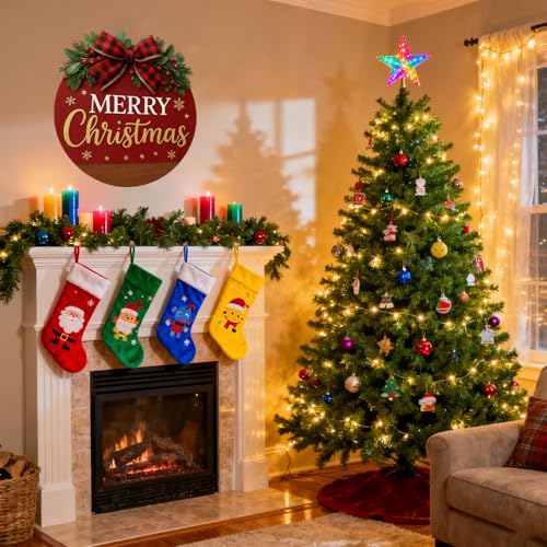 Christmas Wreath Hanging Sign with Bow C6340