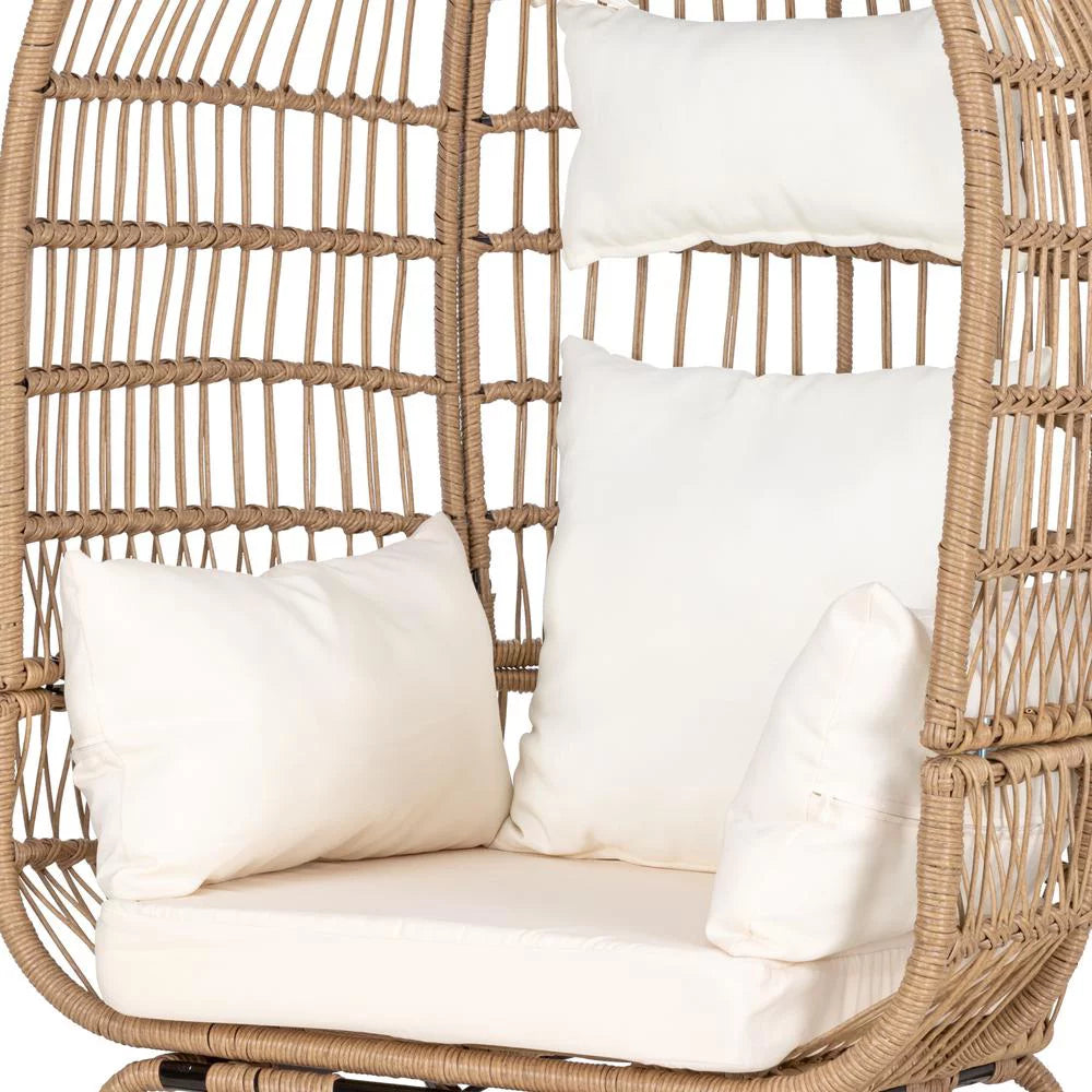 Navy Blue Rattan Wicker Oversize Patio Chair with Cushion V727