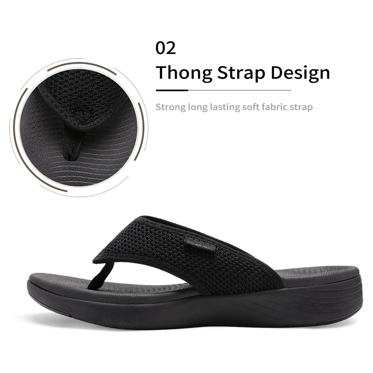 Black Flip Flops Thong Sandals F25462