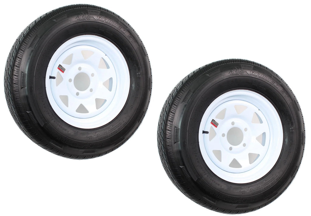 2-Pack Radial Trailer Tire On Rim ST205/75R14 LRD 14 5 Lug White O2146