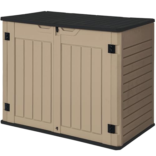 Horizontal Shed with Padlock Latch, 35 Cu Ft Waterproof Light Gray I360