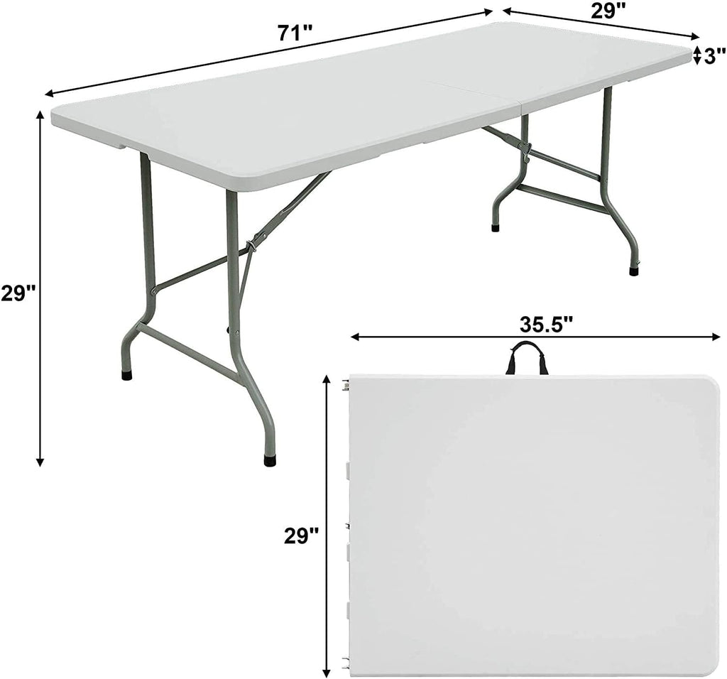 Folding Plastic Dining Table with Handle White 8ft A6765