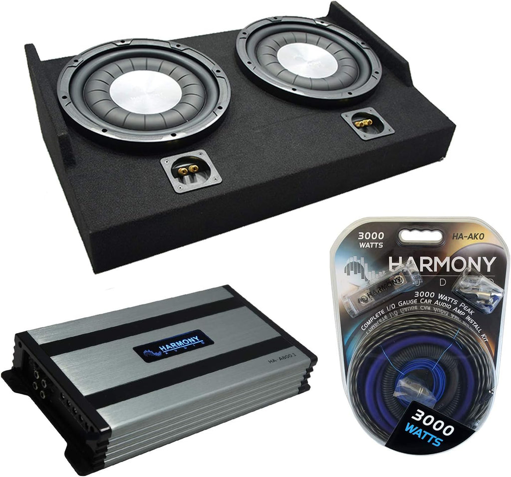 Dual 12 Sub Box Subwoofer Enclosure & 1600W Amplifier T6638
