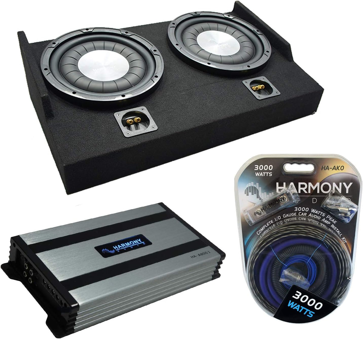 Dual 12 Sub Box Subwoofer Enclosure & 1600W Amplifier T6638