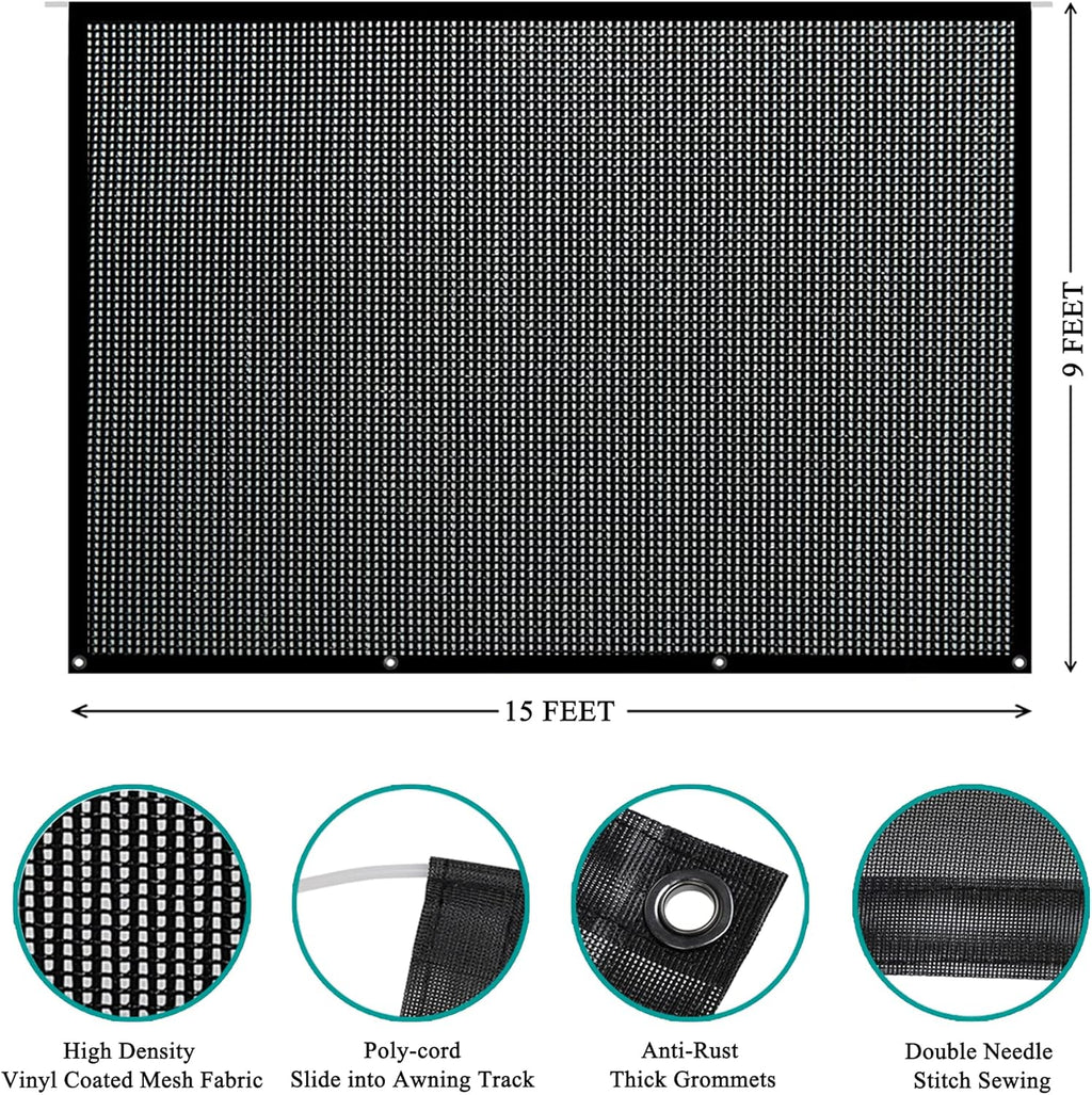 9' X 15' Black Mesh Sun Shade Screen Z5515