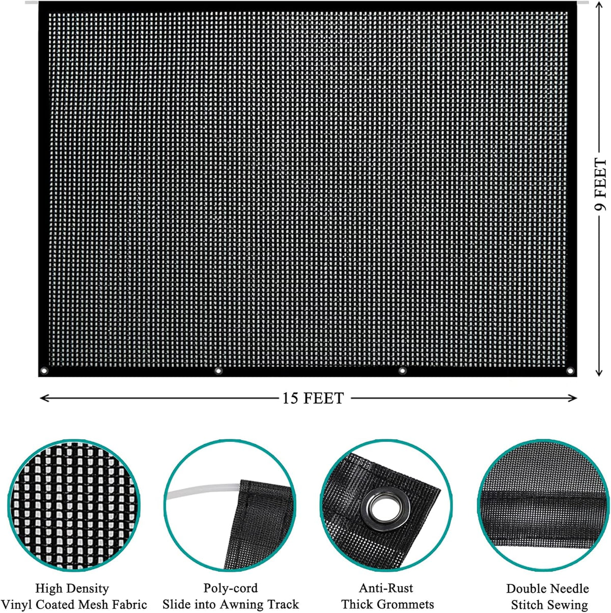9' X 15' Black Mesh Sun Shade Screen Z5515
