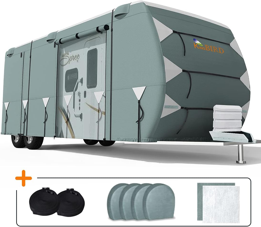 5 Layers Waterproof RV Cover with Straps & Tire Covers J37189