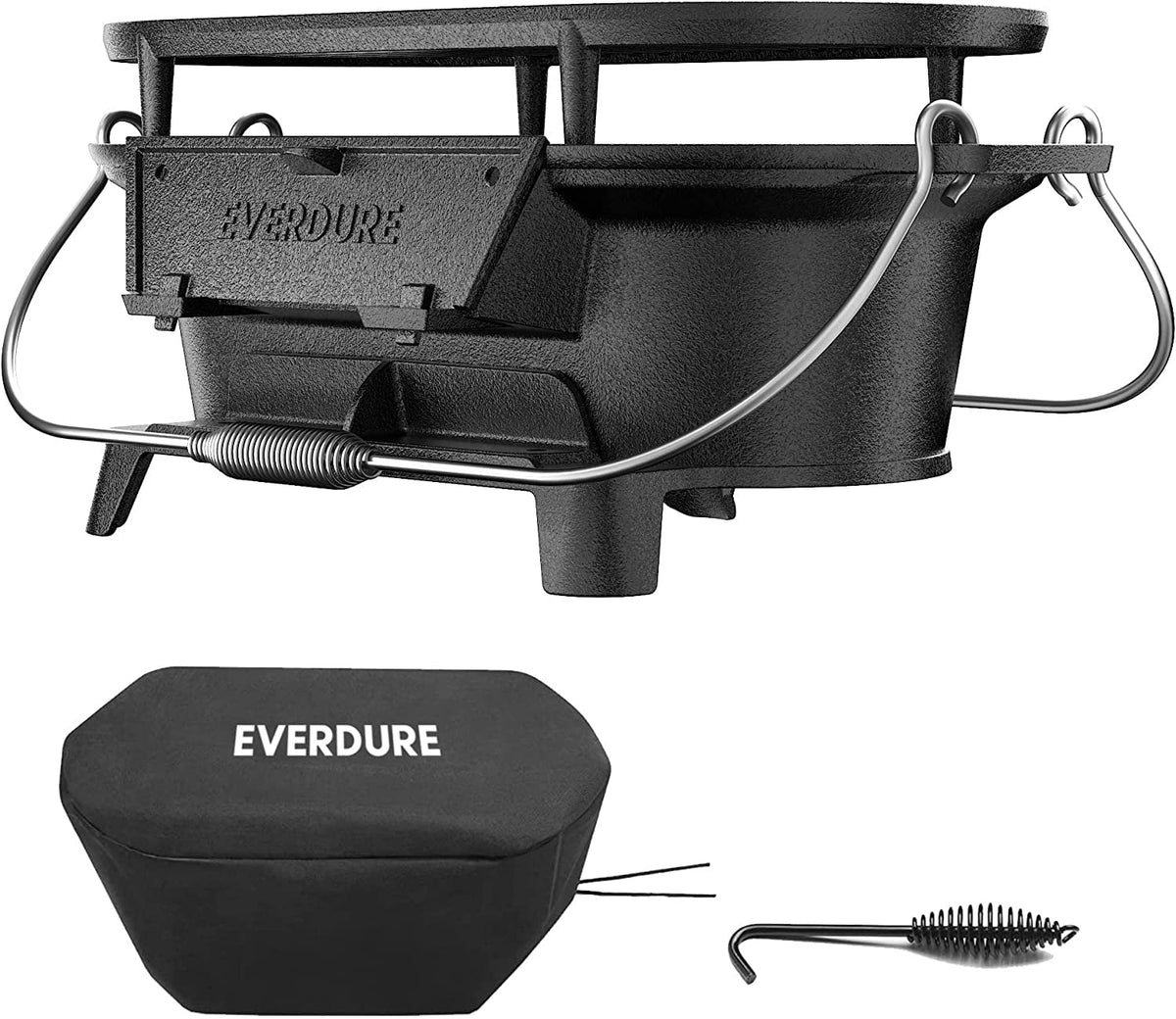 Cast Iron Portable Charcoal Grill with Cover J701