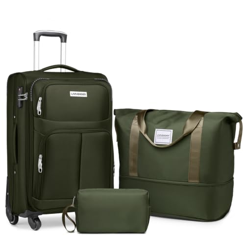 3 Piece Expandable Softside Luggage Set with TSA Lock Spinner Wheels M31012