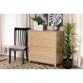 Oak Brown Wood and Natural Rattan 5-Drawer Storage Cabinet B191984