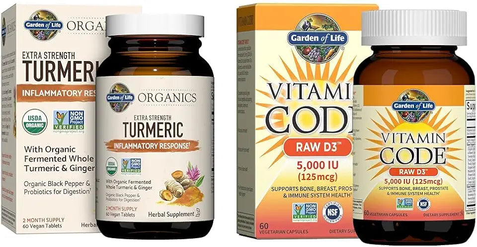 Turmeric Vitamin D3 Whole Food Supplements, 60 Tablets & 60 Capsules X7563