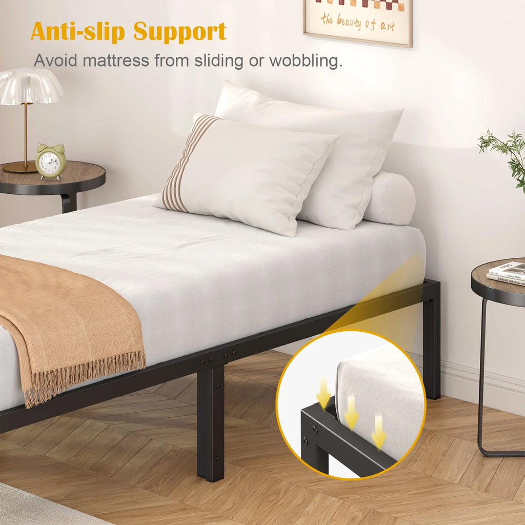 Queen Size Black Metal Platform Bed Frame N953