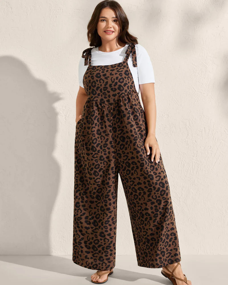 Leopard Print Jumpsuit with Square Neck X62272