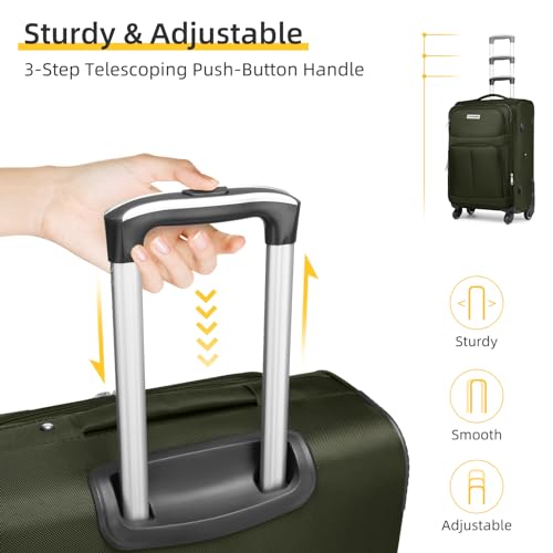 3 Piece Expandable Softside Luggage Set with TSA Lock Spinner Wheels M31012