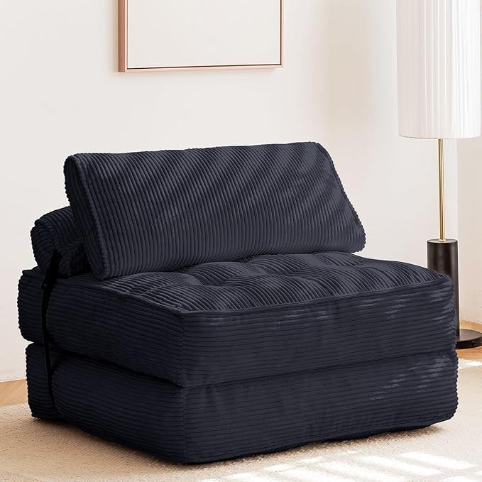 Folding Sofa Bed Convertible Sleeping Chair with Pillow Black G295129