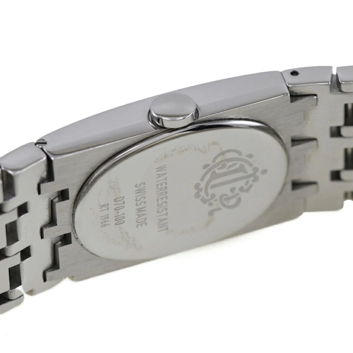 Pre-Owned Stainless Steel Swiss Made Silver Quartz Analog Display Black Dial Ladies Watch T112743