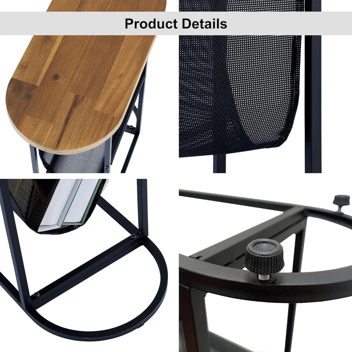 Acacia Wood Oval End Table with Metal Frame Z5323